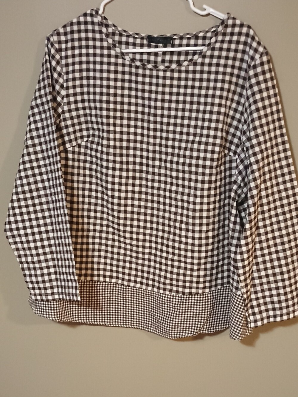 Emery Rose Black and White Gingham Plaid 2XL Blouse